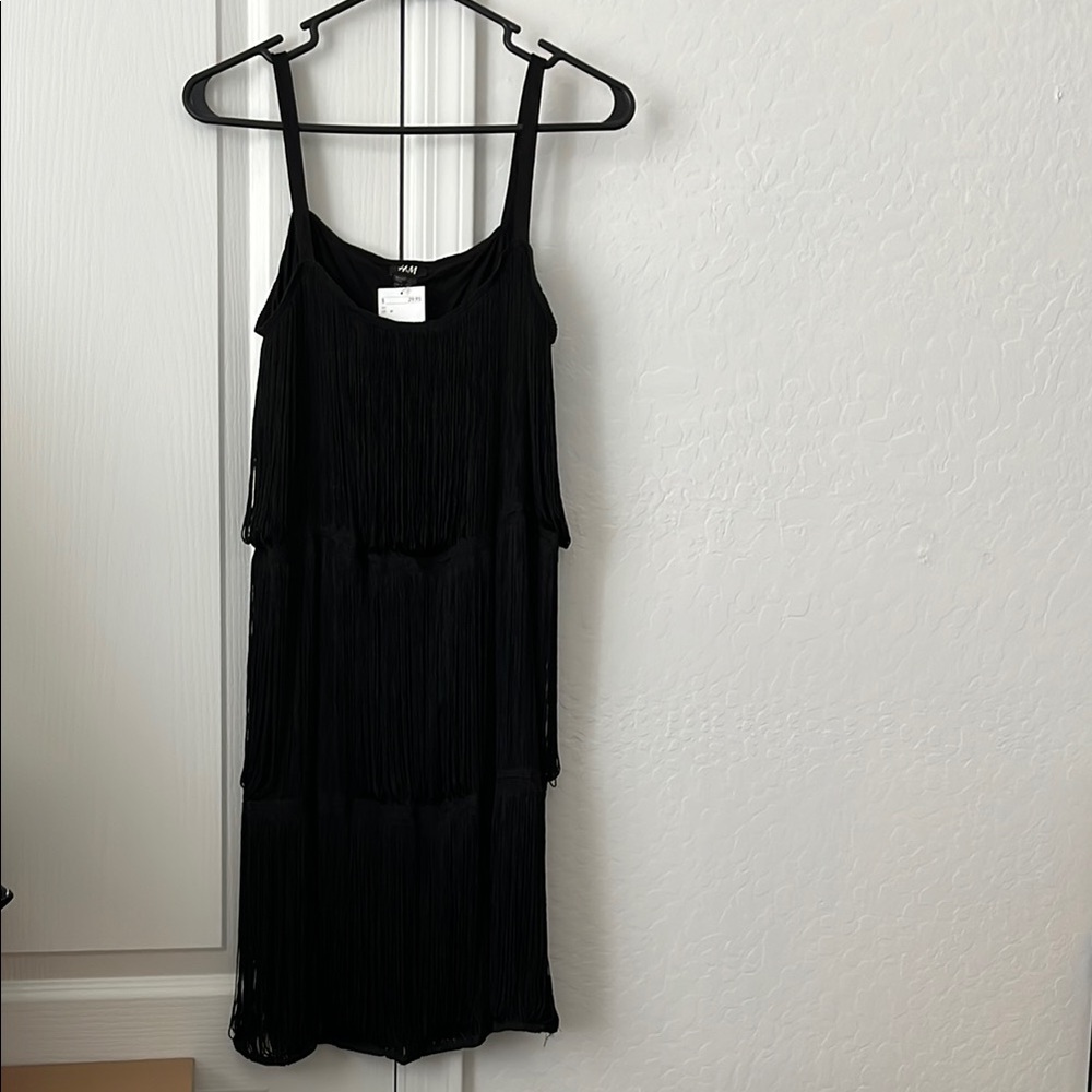 H&M Black Ruffled Tiered Midi Sundress